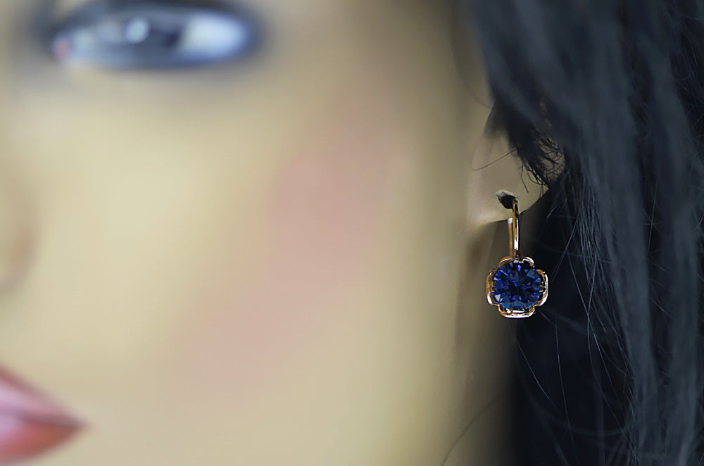 Sapphire Original Vintage 14K Rose Gold Earrings Vintage craft vec029r vec029r-sp