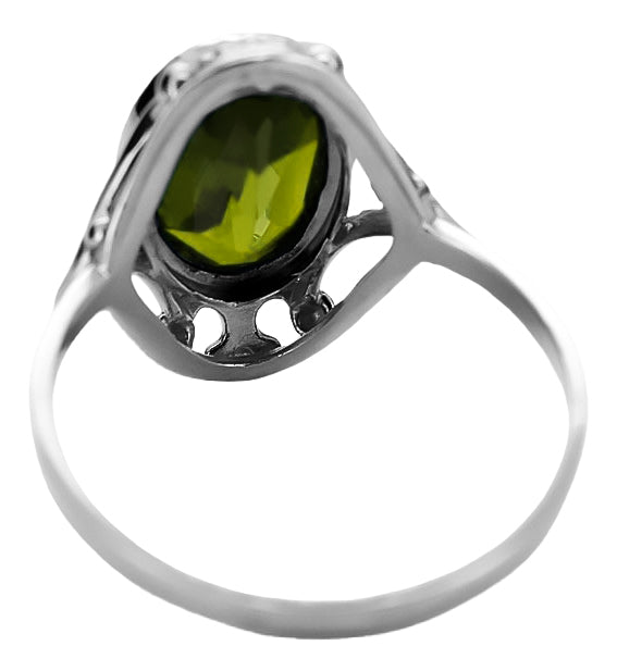 Ring Vintage craft Yellow Peridot Sterling silver 925 vrc128s