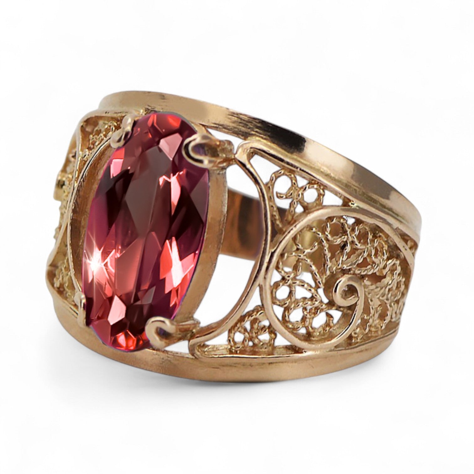 Ring Ruby Original Vintage 14K Rose Gold Vintage Jewlery vrc057r vrc057r-rb