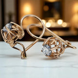 Earrings Vintage craft Zircon Original Vintage 14K Rose Gold vec145r