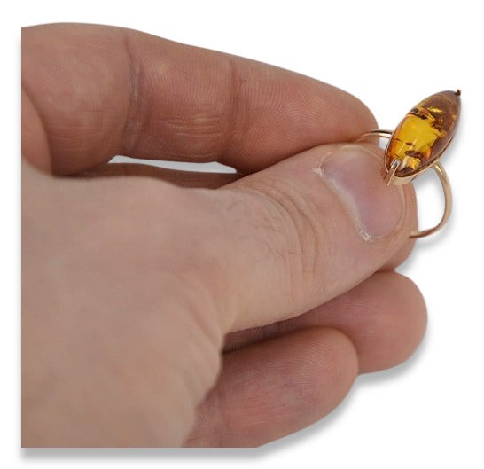 Vintage rose 14k 585 gold amber ring vrab002