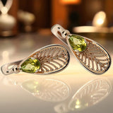 Vintage rose pink 14k 585 gold peridot earrings vec067 Vintage