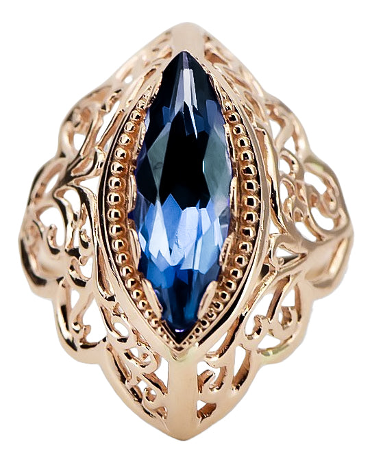 Vintage style Ring Sapphire Original Vintage 14K Rose Gold vrc017r