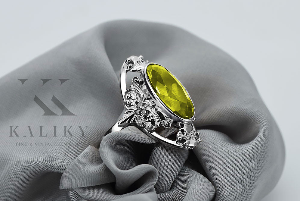 Vintage silver 925 Peridot ring vrc014s Vintage