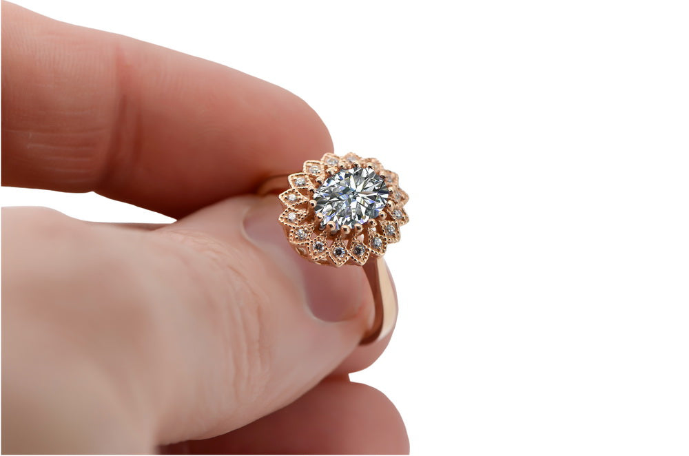 Original Vintage 14K Rose Gold Zircon Ring Vintage style crc012r crc012r-zi