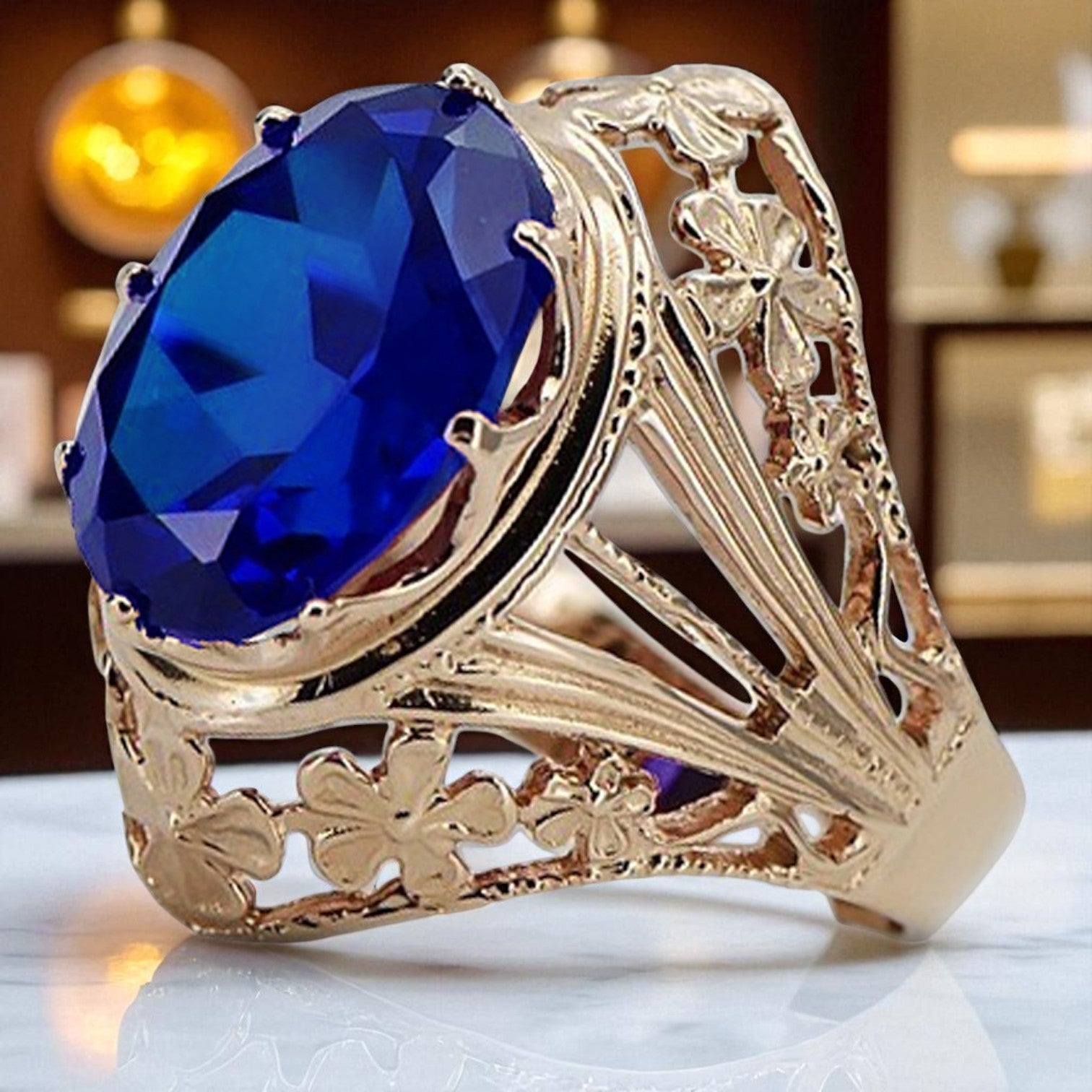 Vintage rose pink 14k gold 585 Sapphire ring vrc031 Vintage vrc031r-sp