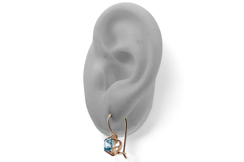 Vintage style Earrings Aquamarine Original Vintage 14K Rose Gold vec142r vec142r-aq