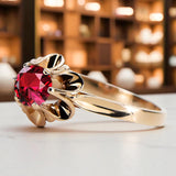Ruby Original Vintage 14K Rose Gold Ring Vintage craft vrc004r