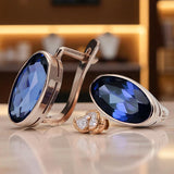 Rose pink 14k 585 gold sapphire earrings vec001 Vintage