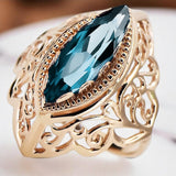 Ring Aquamarine Original Vintage 14K Rose Gold Vintage Jewlery vrc017r vrc017r-aq
