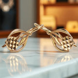 Vintage rose pink 14k 585 gold  Vintage leaf earrings ven051