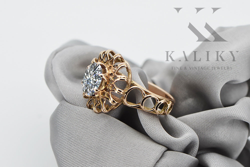 copy of Vintage Rose Gold Ring 14K Alexandrite Ruby Emerald Sapphire Zircon 585 vrc032