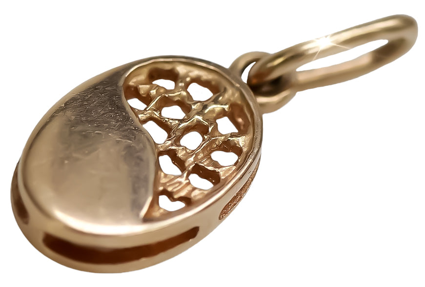 Vintage rose pink 14k 585 gold Vintage leaf pendant vpn027