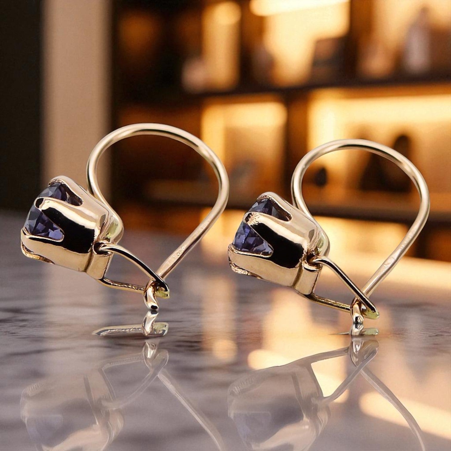 Earrings Vintage style Alexandrite Original Vintage 14K Rose Gold vec056r vec056r-ax