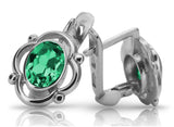 Vintage 925 Silver emerald earrings vec033s Russian Soviet style vec033s-em