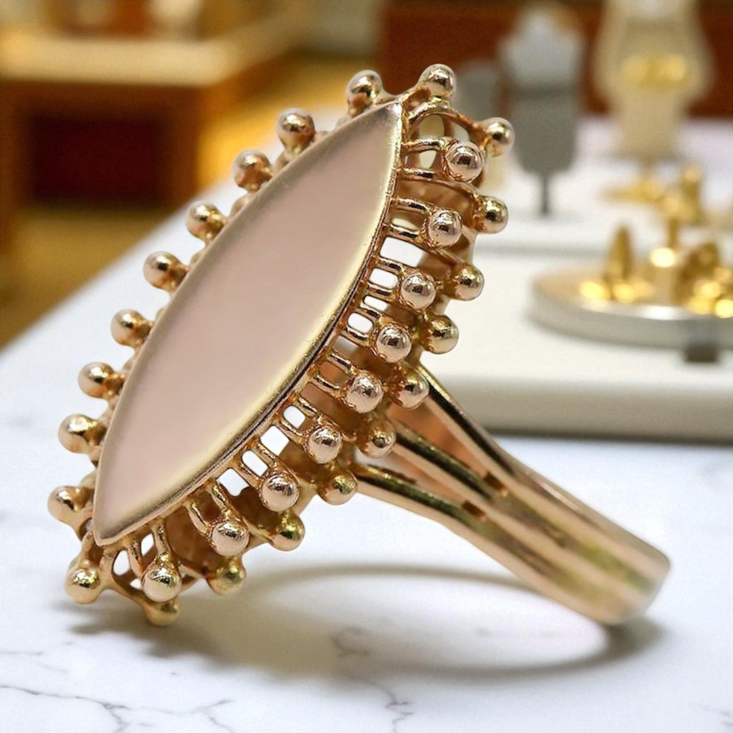 Vintage rose pink 14k 585 gold Vintage ring vrn042
