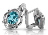 Vintage 925 Silver aquamarine earrings vec033s Russian Soviet style vec033s-aq