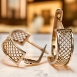 Vintage rose pink 14k 585 gold  Vintage Hoops ven121