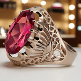 Vintage rose pink 14k gold 585 Ruby ring vrc020 Vintage