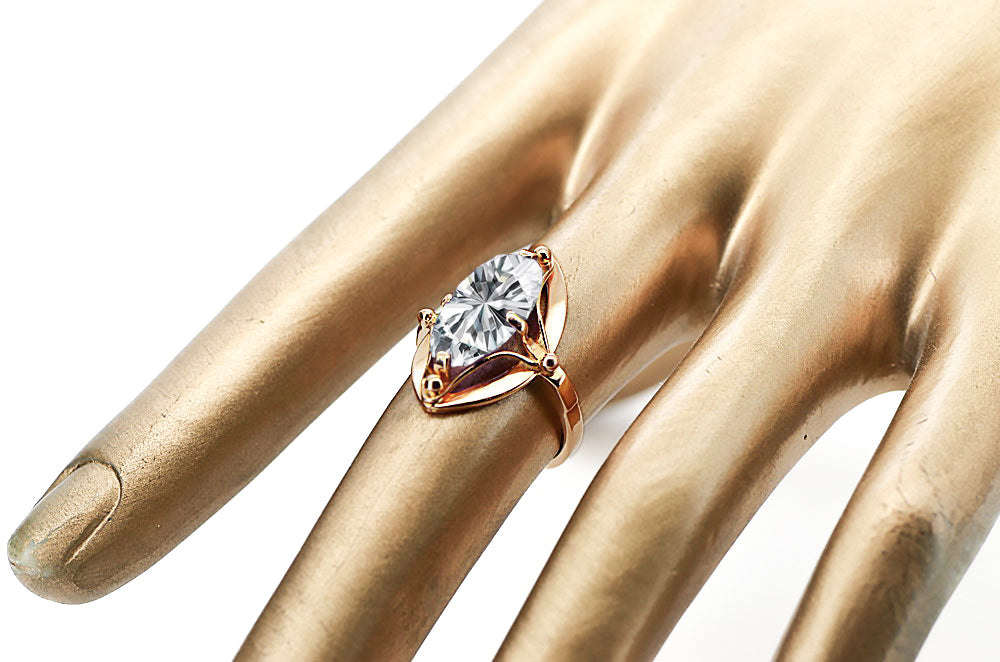 Ring Zircon Original Vintage 14K Rose Gold Vintage craft vrc047r vrc047r-zi