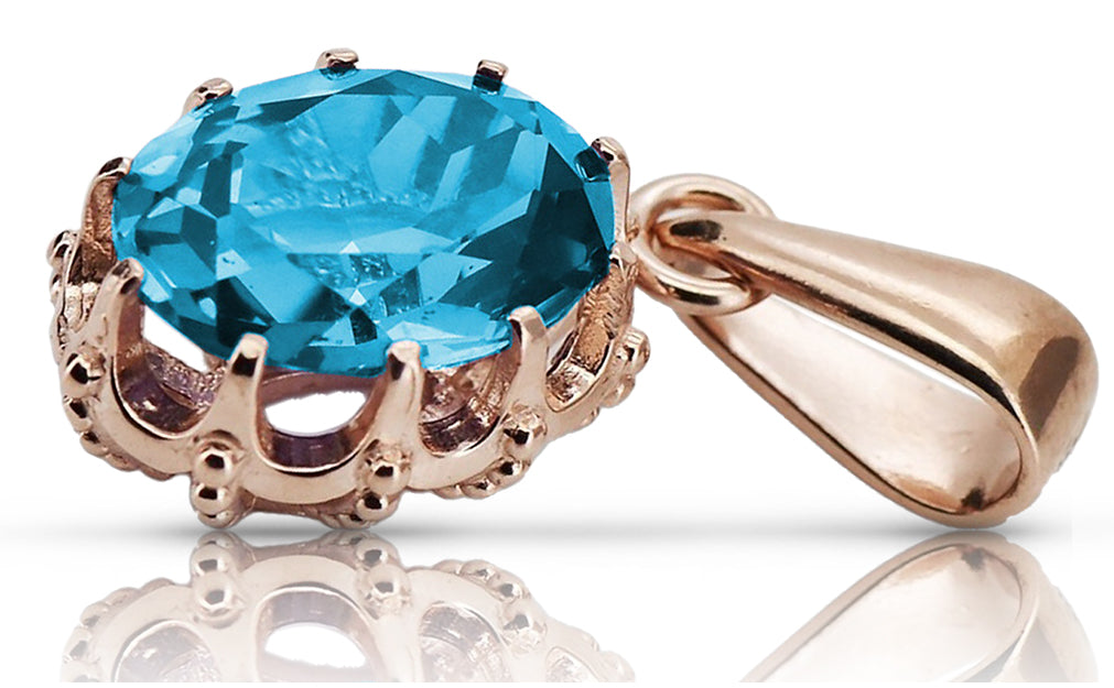 Original Vintage 14K Rose Gold Aquamarine Pendant Vintage vpc008r vpc008r-aq