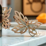 Vintage rose pink 14k 585 gold  maple leaf earrings ven096rw