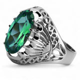 Vintage silver 925 Emerald ring vrc020s Vintage