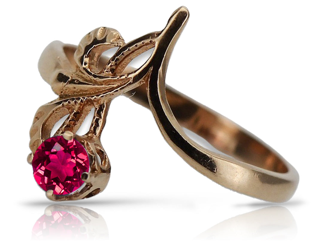 Vintage Rose pink 14k Gold 585 Ruby Ring vrc095 Vintage vrc095r-rb