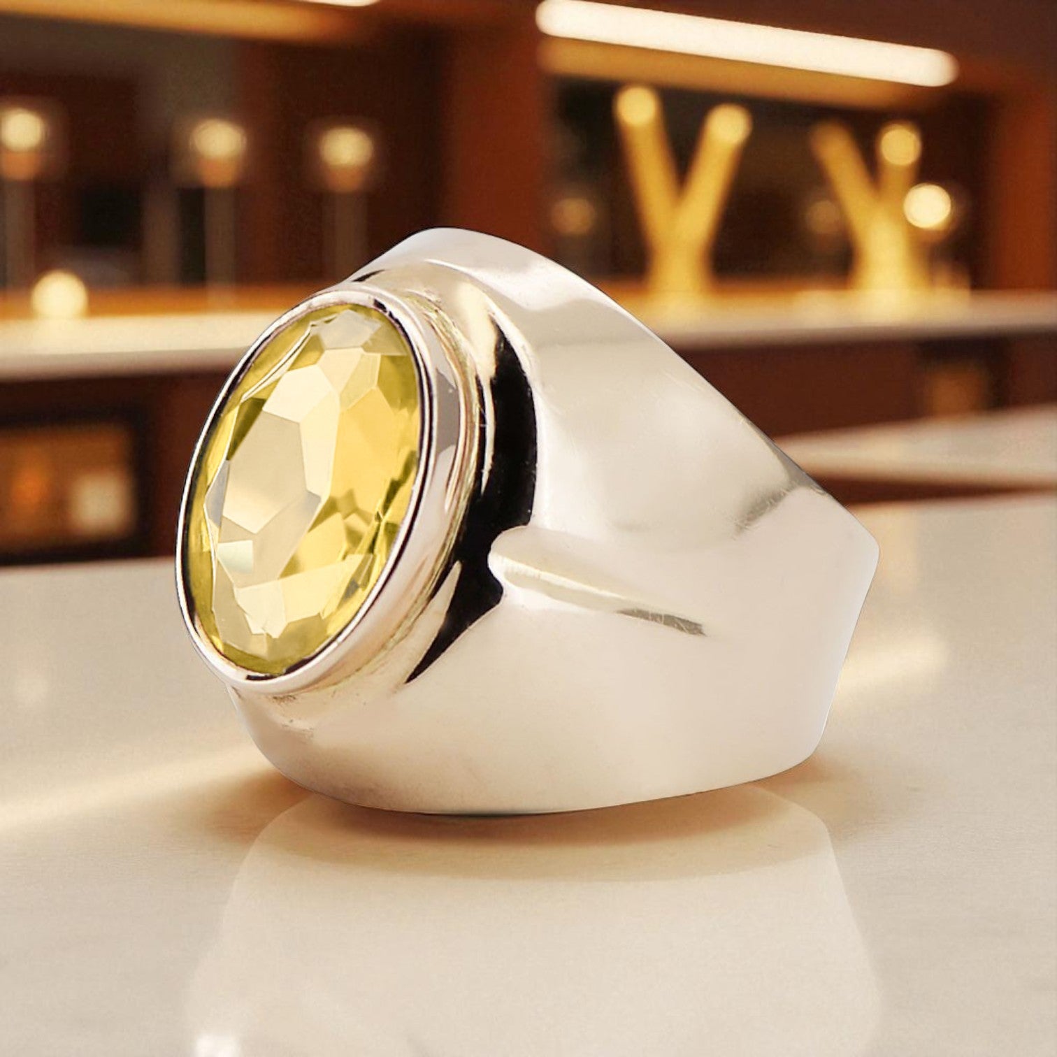 Vintage Jewlery Ring Yellow Peridot Original Vintage 14K Rose Gold vrc296r