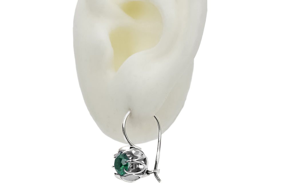 Vintage 925 Silver emerald earrings vec062s vec062s-em