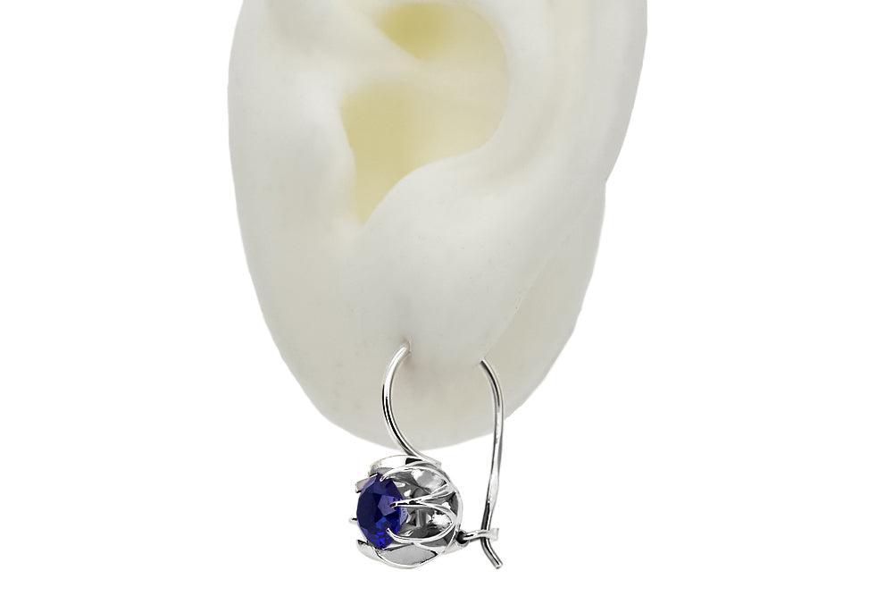 Vintage 925 Silver sapphire earrings vec062s vec062s-sp