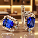 Sapphire diamonds Vintage Earrings craft Original 14K Rose Gold vec020r vec020r-sp