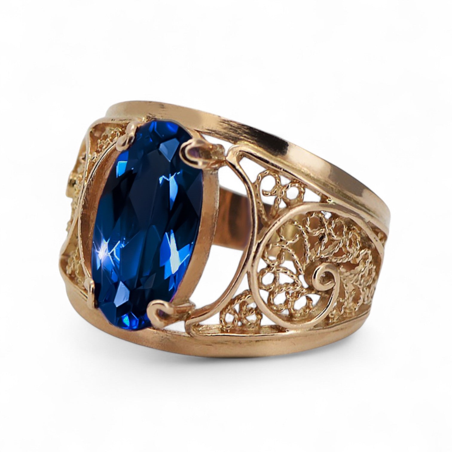 Sapphire Original Vintage 14K Rose Gold Ring Vintage vrc057r