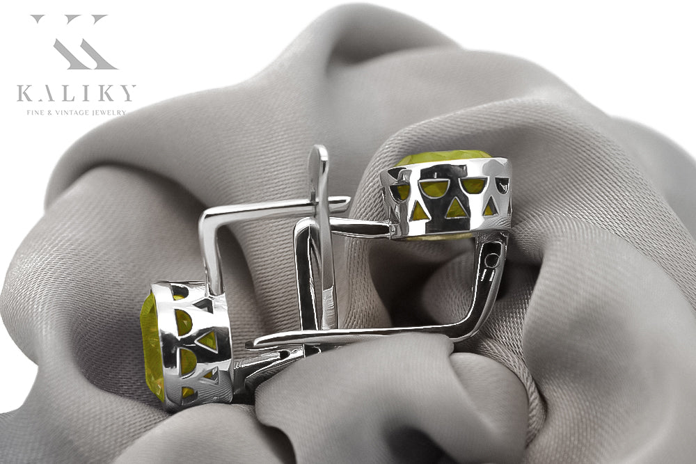 Vintage 925 Silver Peridot earrings vec107s vec107s-yp