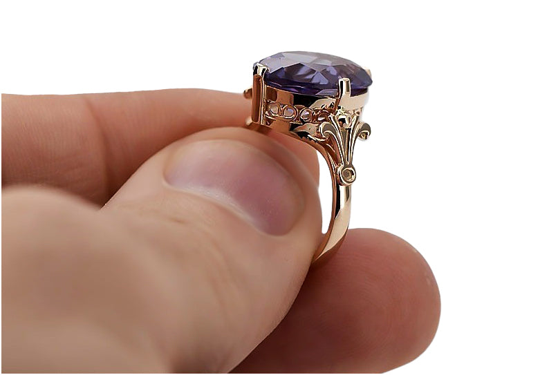 Alexandrite Original Vintage 14K Rose Gold Ring Vintage craft vrc369r vrc369r-ax