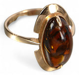Vintage rose 14k 585 gold amber ring vrab055