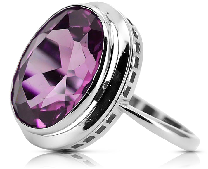Silver 925 Amethyst ring vrc285s Vintage Russian Soviet style