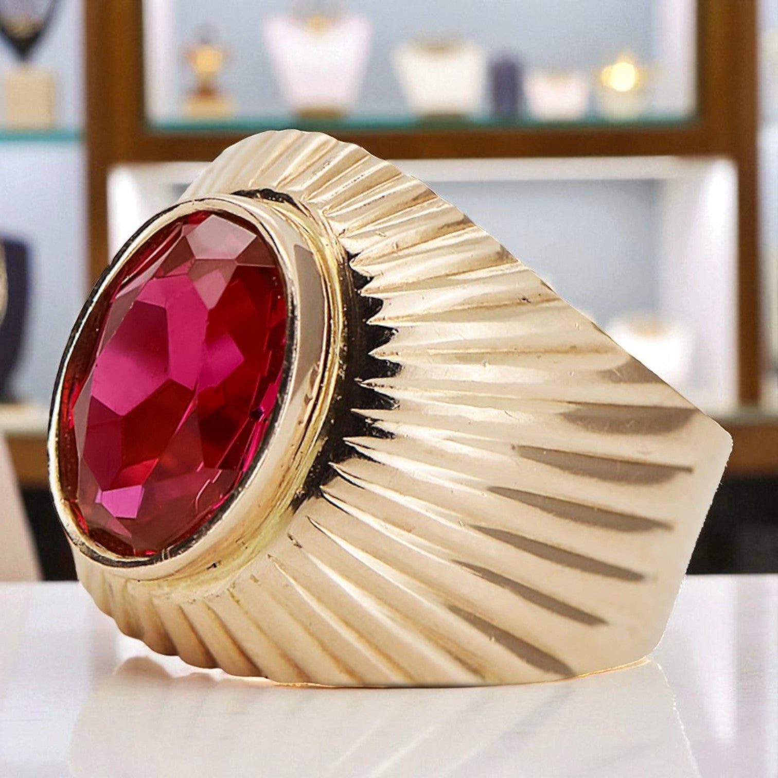 Ring Vintage style Ruby Original Vintage 14K Rose Gold vrc127r vrc127r-rb