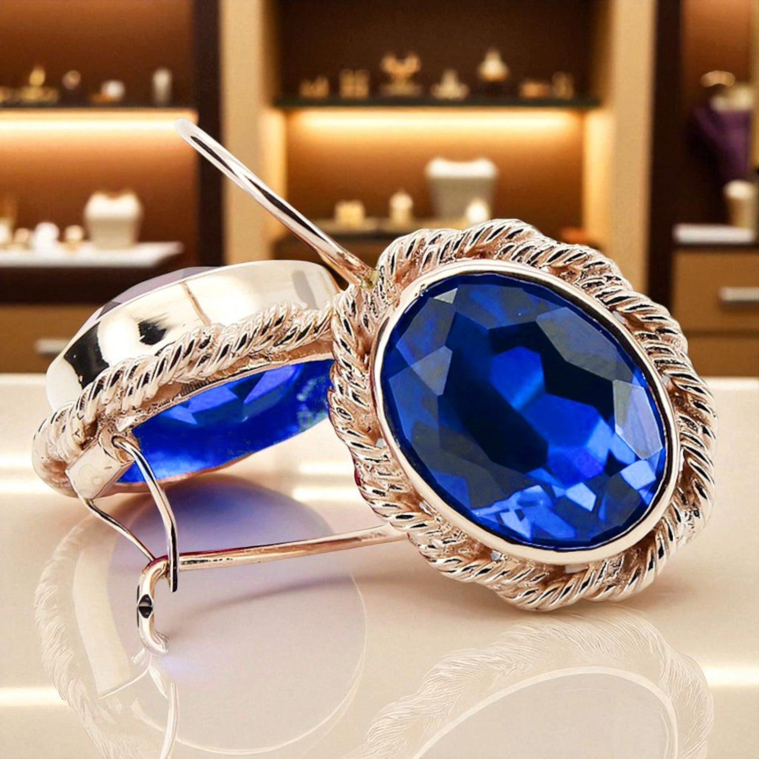Vintage Jewlery earrings Sapphire 14K Rose Gold vec007r