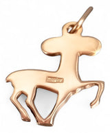 Rose red pink 14k gold pendant 585 Vintage Aries zodiac vzp006