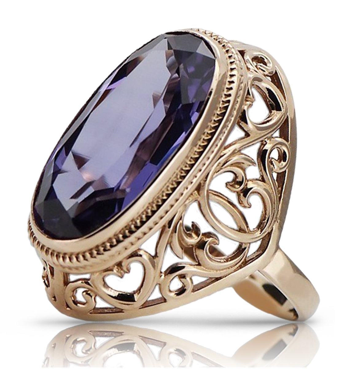 Rose pink 14k gold 585 Alexandrite ring vrc184 Vintage