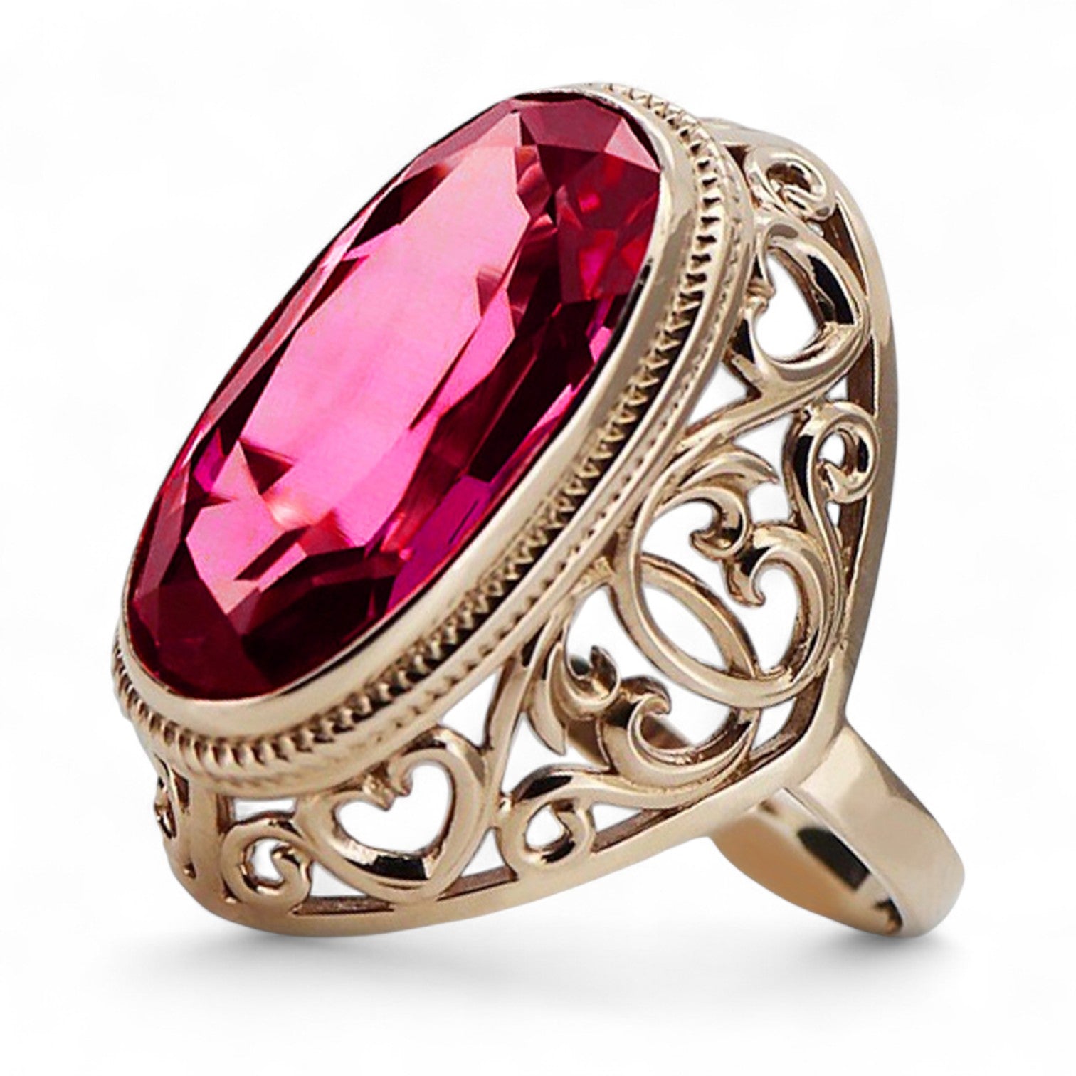 Rose pink 14k gold 585 ruby ring vrc184 Vintage