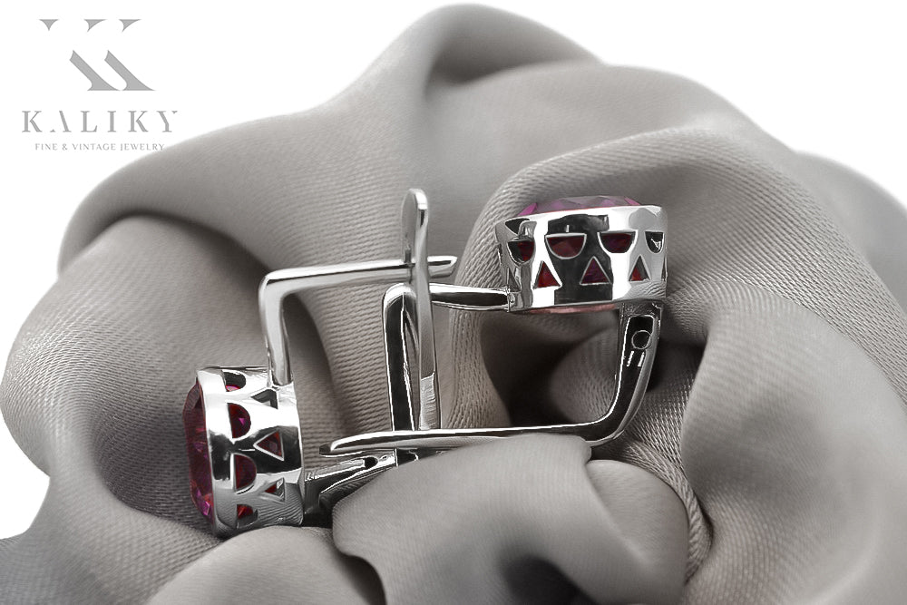 Vintage 925 Silver Ruby earrings vec107s vec107s-rb