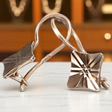 Vintage rose pink 14k 585 gold  Vintage square earrings ven156