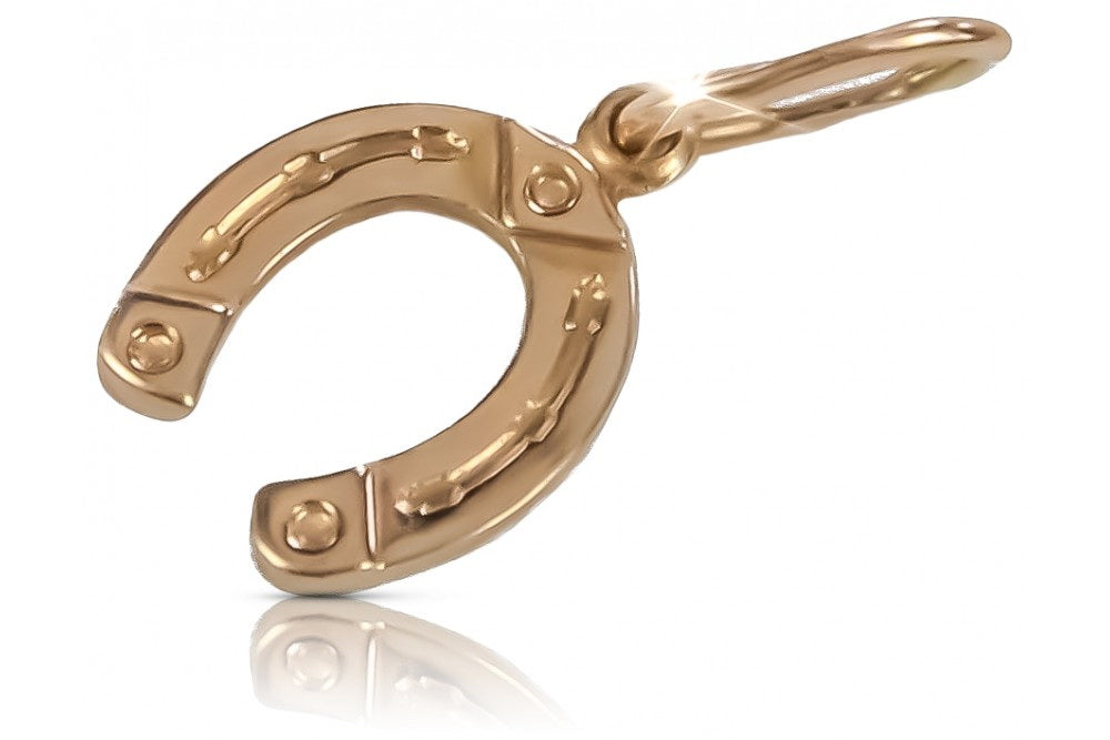 Vintage rose pink 14k 585 gold Vintage horseshoe pendant vpn052