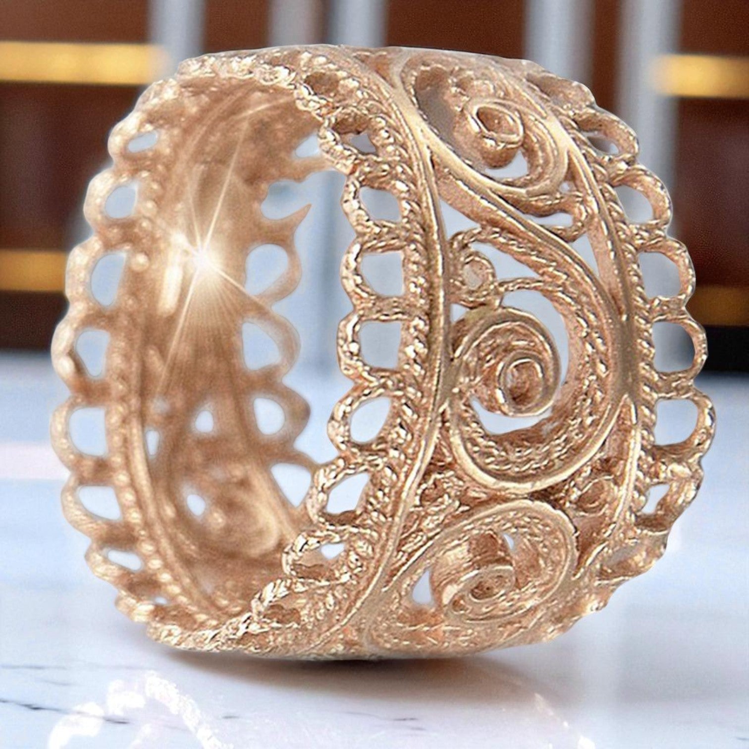 Rose pink 14k 585 gold Vintage ring vrn003 Russian Soviet Vintage style