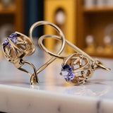 Vintage earrings made of 14k 585 rose gold with alexandrite vec145