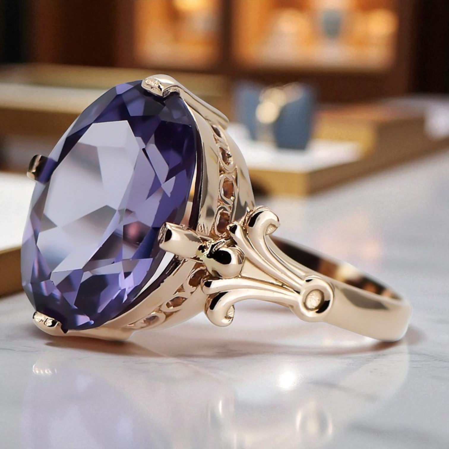 Alexandrite Original Vintage 14K Rose Gold Ring Vintage craft vrc369r vrc369r-ax