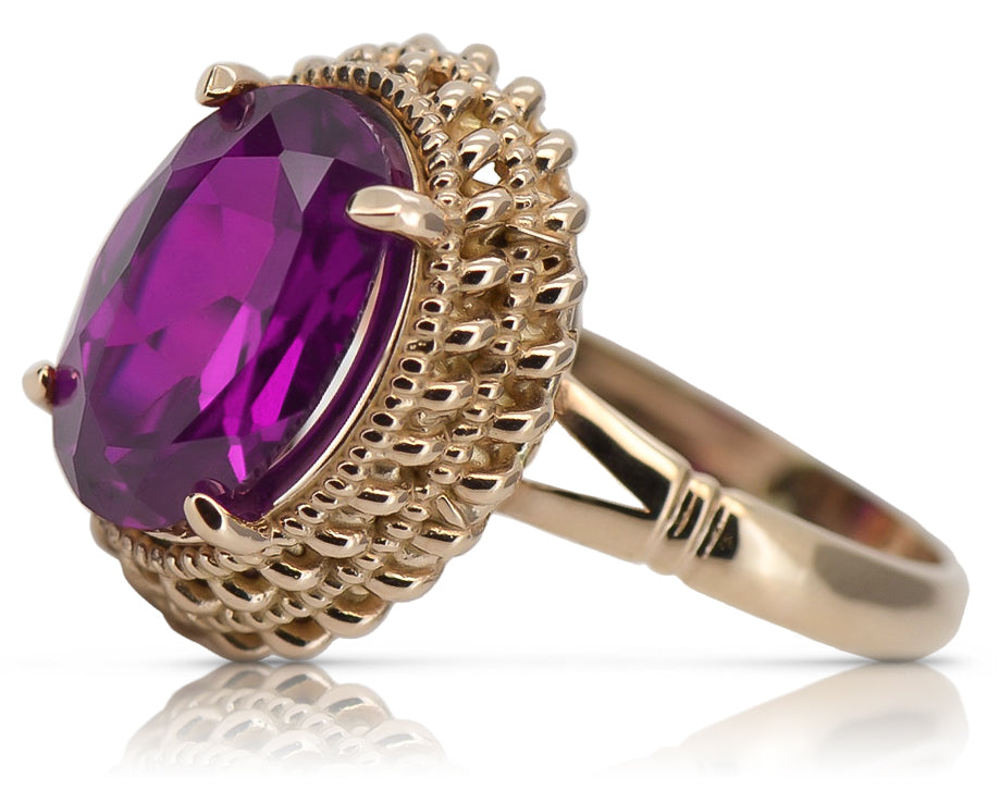 Vintage rose pink 14k gold 585 Amethyst ring vrc068 Vintage