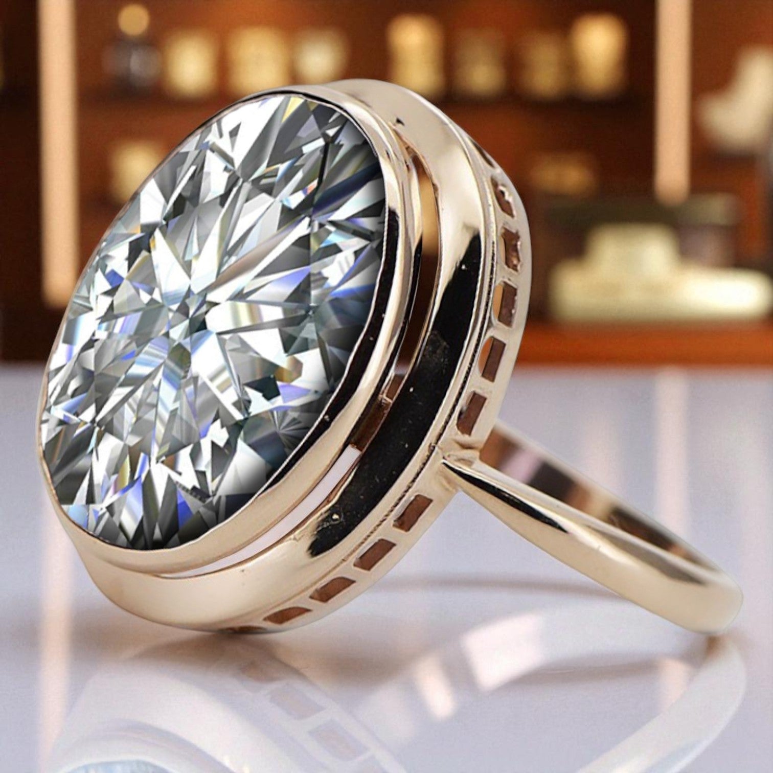 Rose pink 14k gold 585 Zircon ring vrc285 Vintage Russian Soviet style